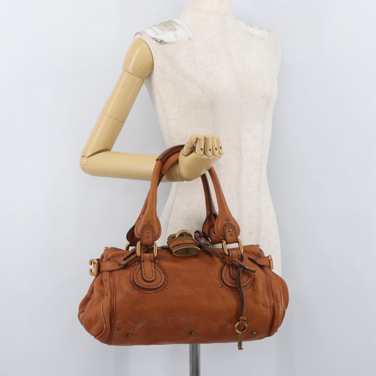Chloe Paddington Hand Bag Leather Brown Gold Silver Auth YKZ294M