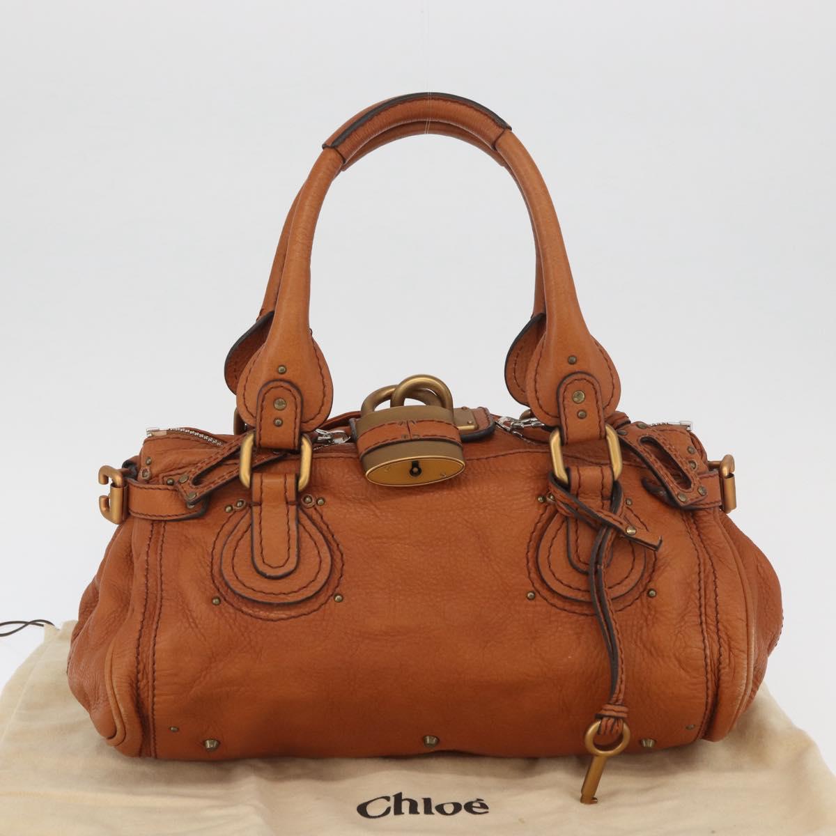 Chloe Paddington Hand Bag Leather Brown Gold Silver Auth YKZ294M