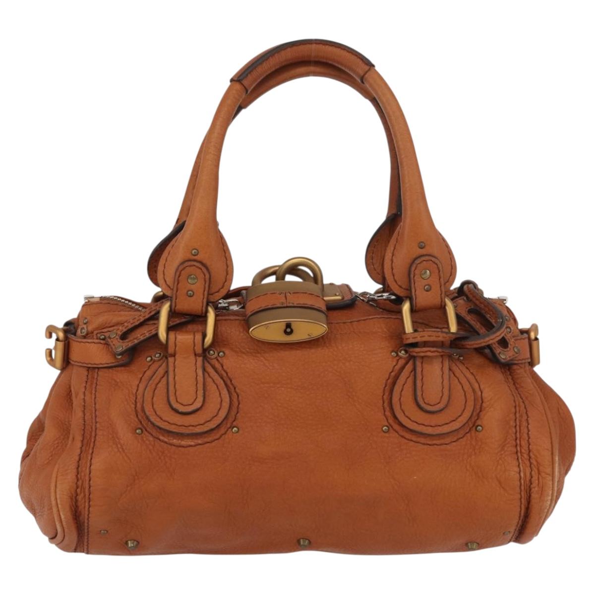Chloe Paddington Hand Bag Leather Brown Gold Silver Auth YKZ294M