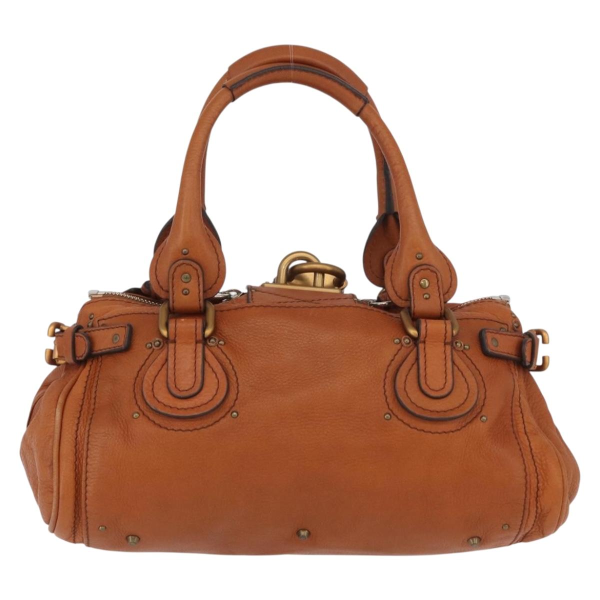 Chloe Paddington Hand Bag Leather Brown Gold Silver Auth YKZ294M