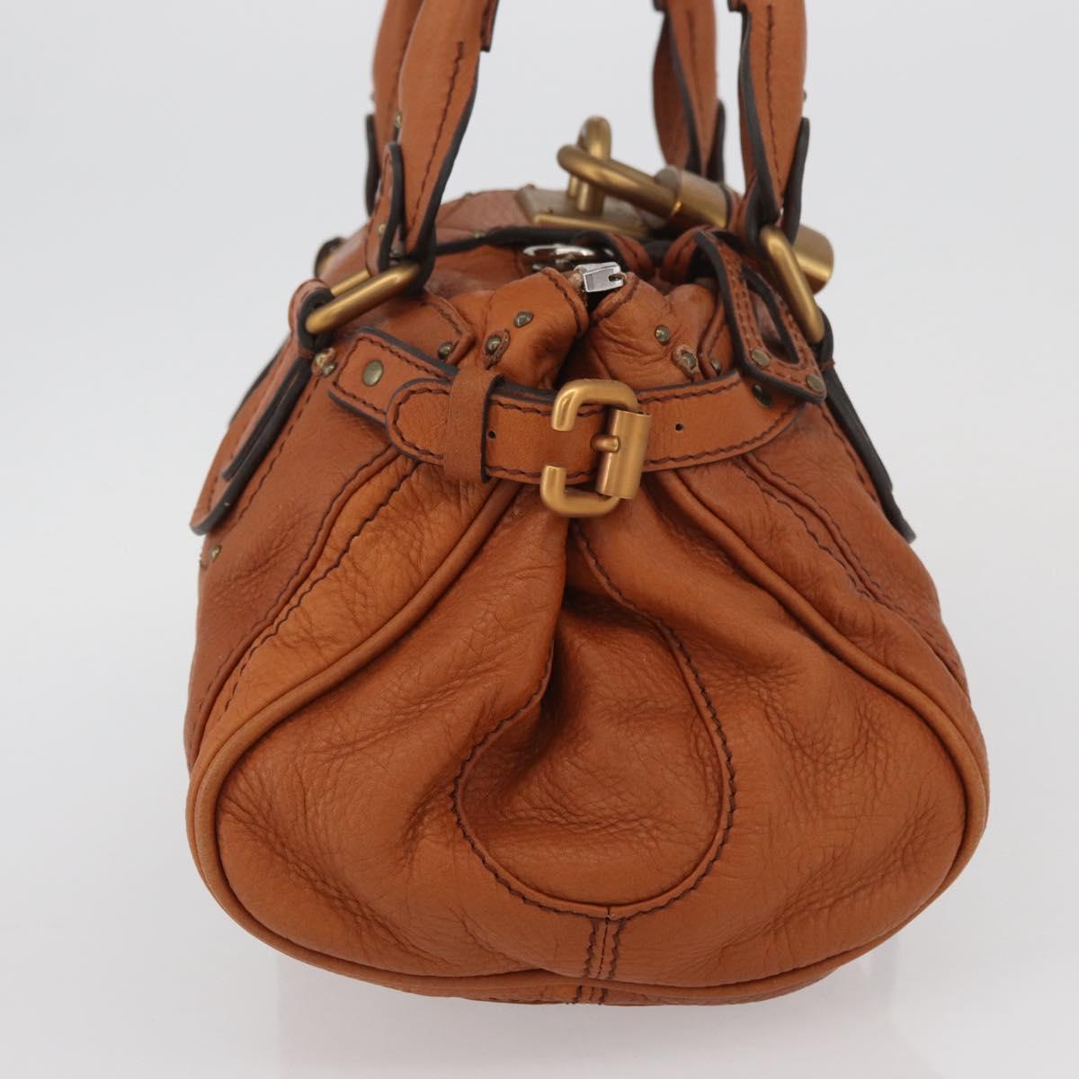 Chloe Paddington Hand Bag Leather Brown Gold Silver Auth YKZ294M