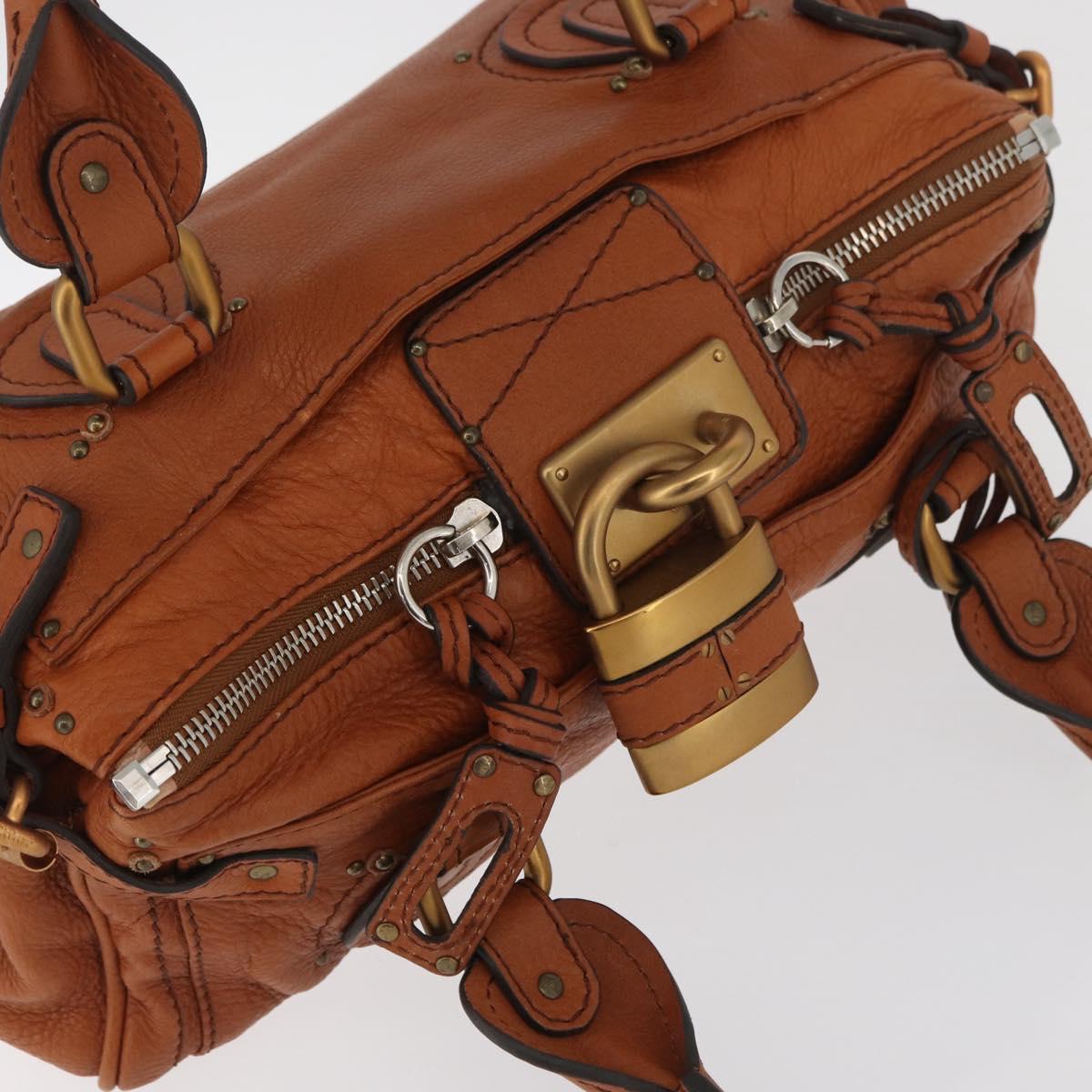 Chloe Paddington Hand Bag Leather Brown Gold Silver Auth YKZ294M