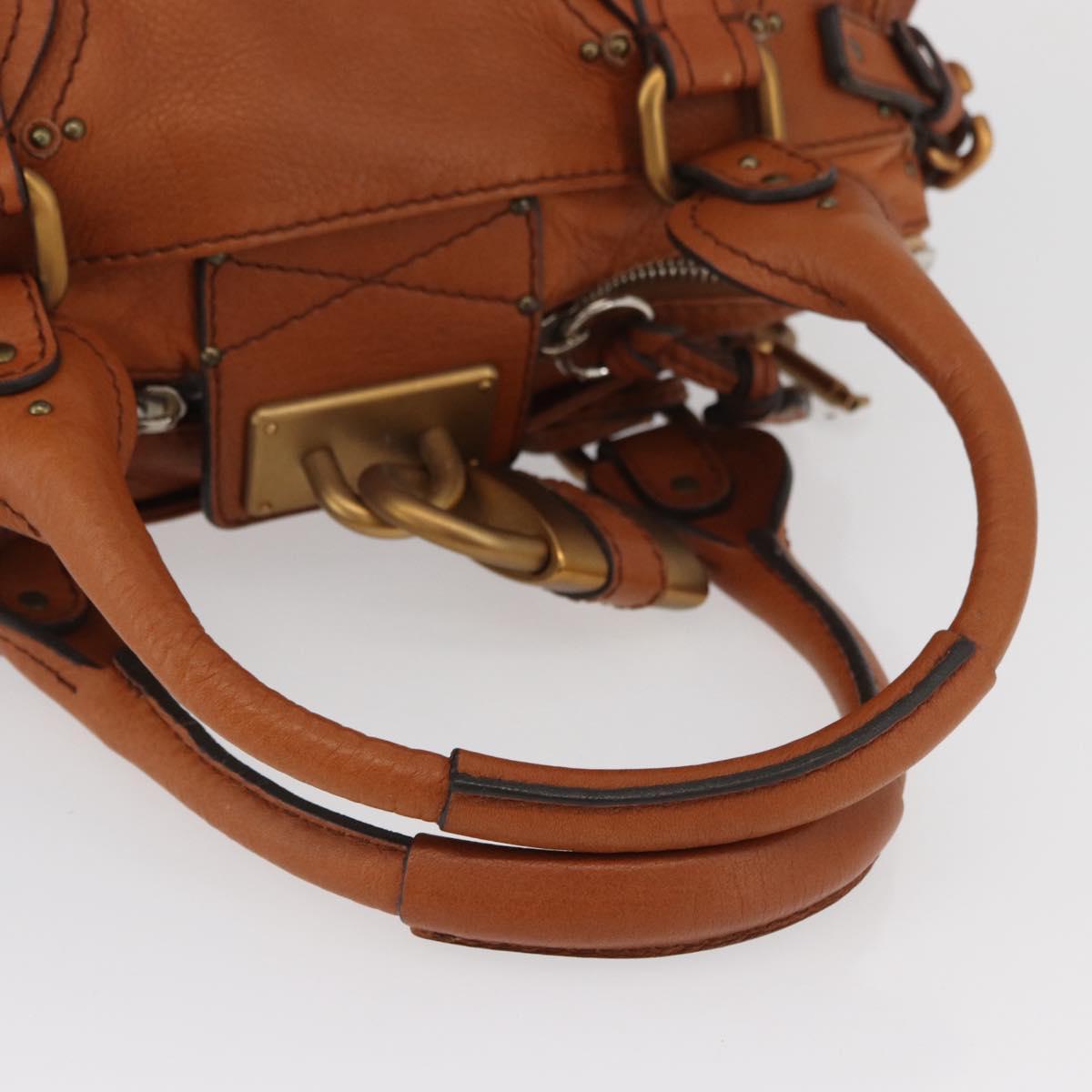 Chloe Paddington Hand Bag Leather Brown Gold Silver Auth YKZ294M