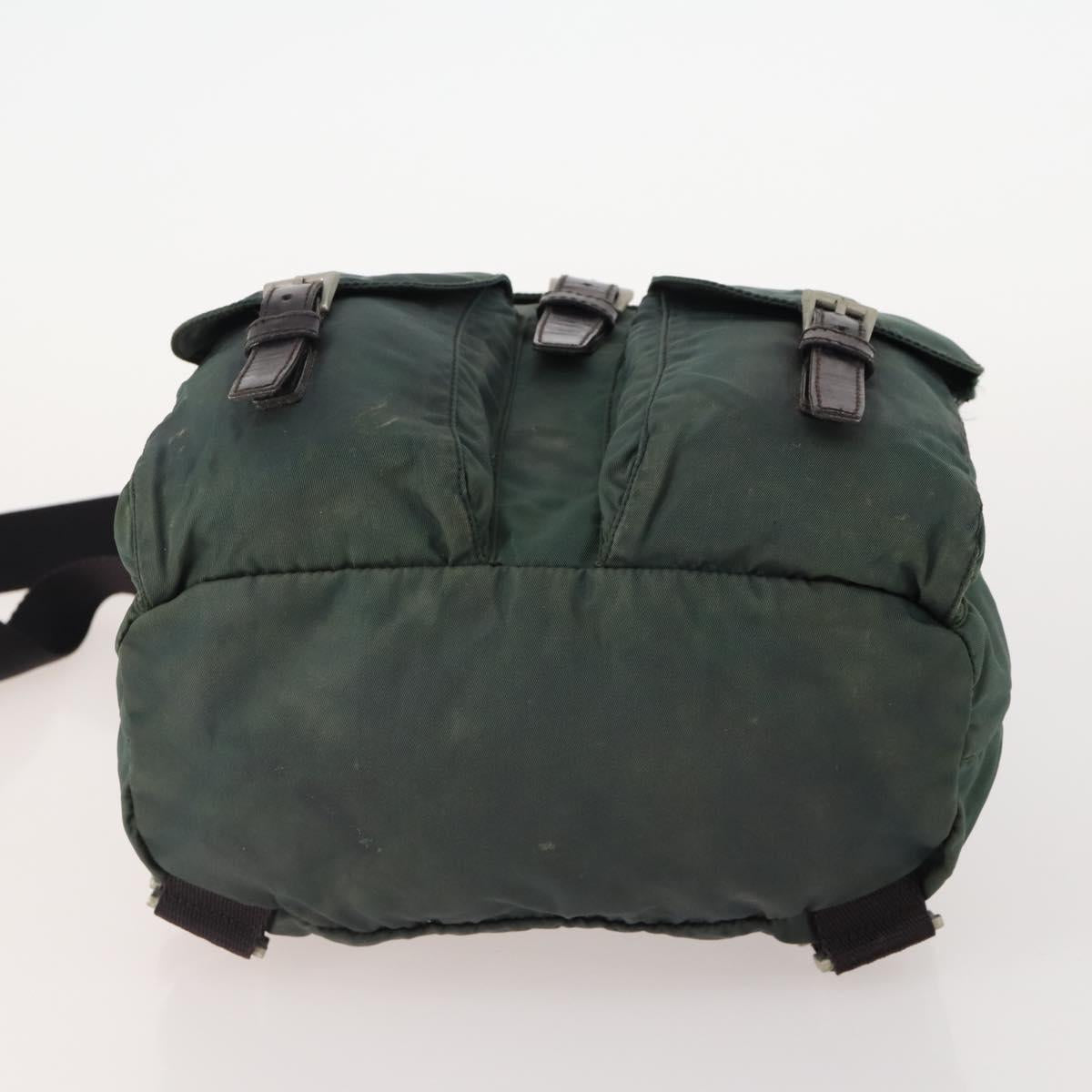 PRADA Backpack Nylon Green Silver Auth YKZ295
