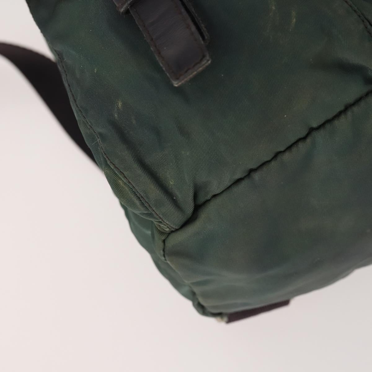 PRADA Backpack Nylon Green Silver Auth YKZ295