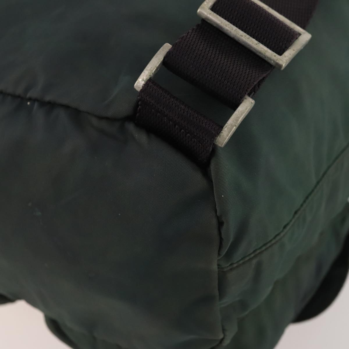 PRADA Backpack Nylon Green Silver Auth YKZ295