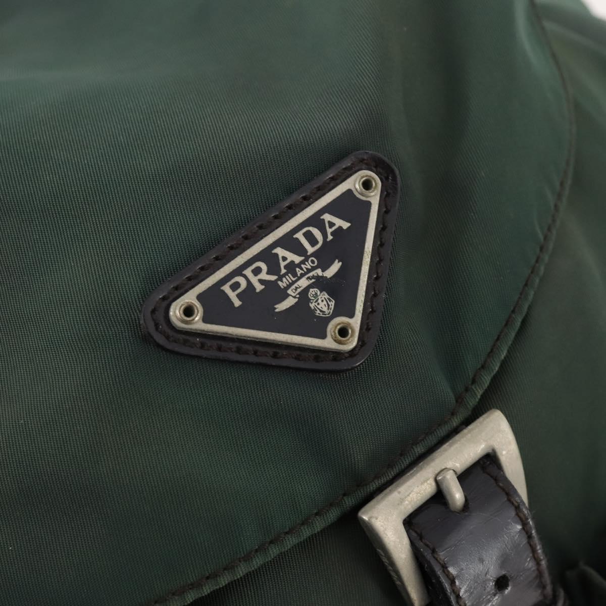 PRADA Backpack Nylon Green Silver Auth YKZ295