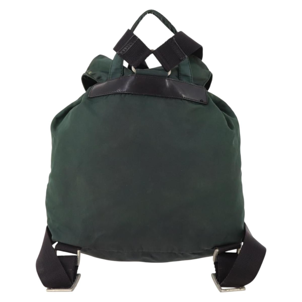 PRADA Backpack Nylon Green Silver Auth YKZ295