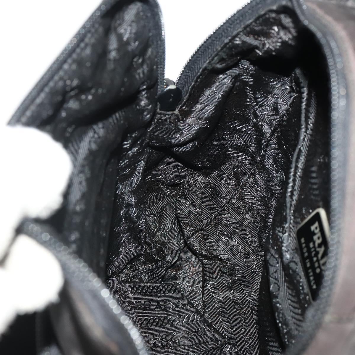 PRADA Backpack Nylon Black Silver Auth YKZ299