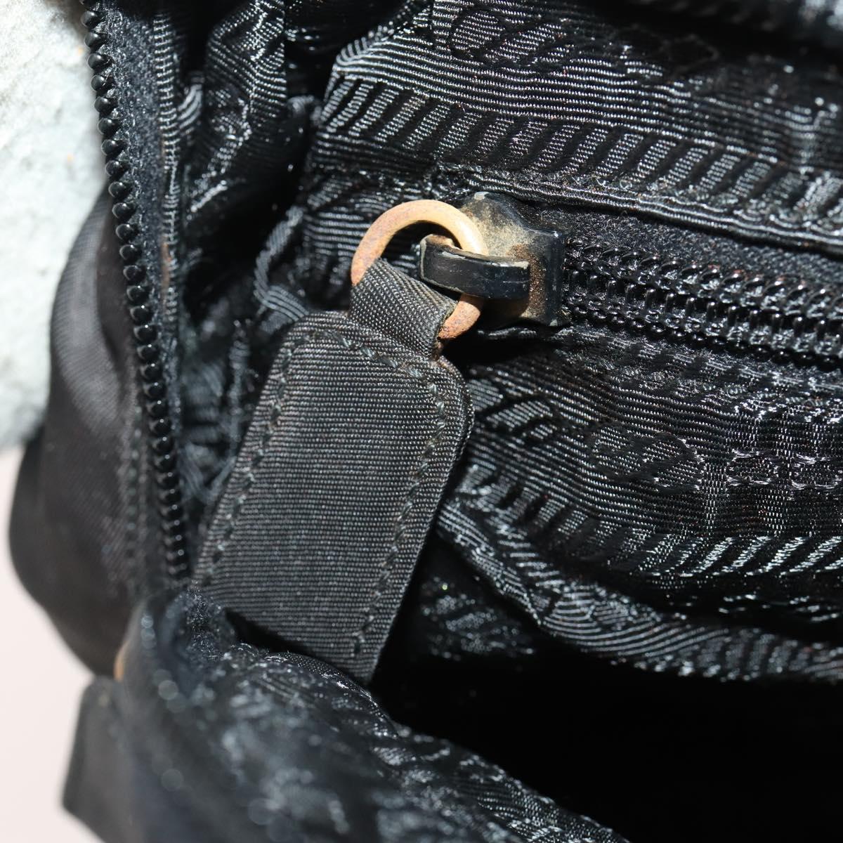 PRADA Backpack Nylon Black Silver Auth YKZ299