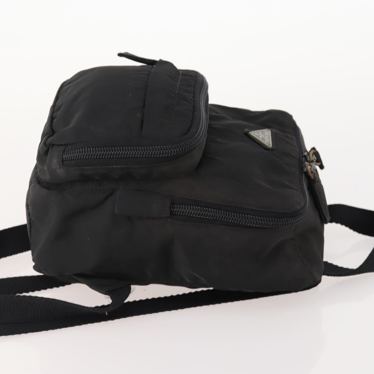 PRADA Backpack Nylon Black Silver Auth YKZ299