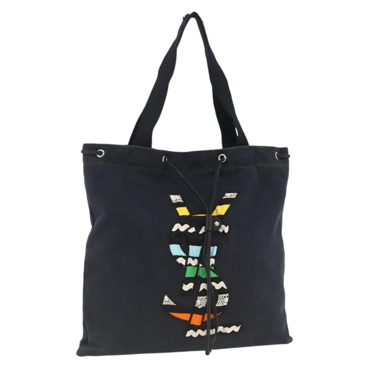 SAINT LAURENT Kahala Tote Bag Canvas Navy Auth YKZ306