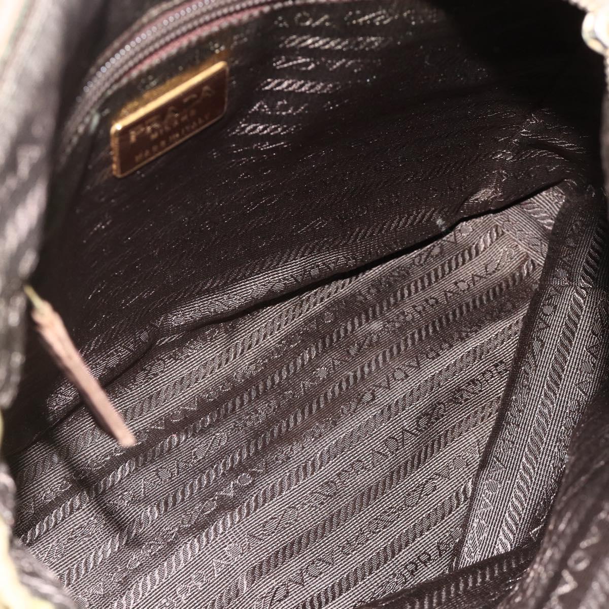 PRADA Chain Shoulder Bag Nylon Green Gold Auth YKZ308