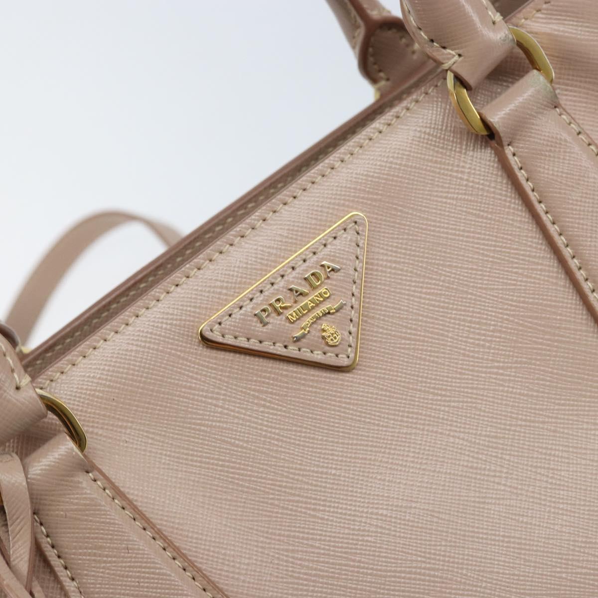 PRADA Galleria Hand Bag Safiano leather 2way Pink Gold Auth YKZ312