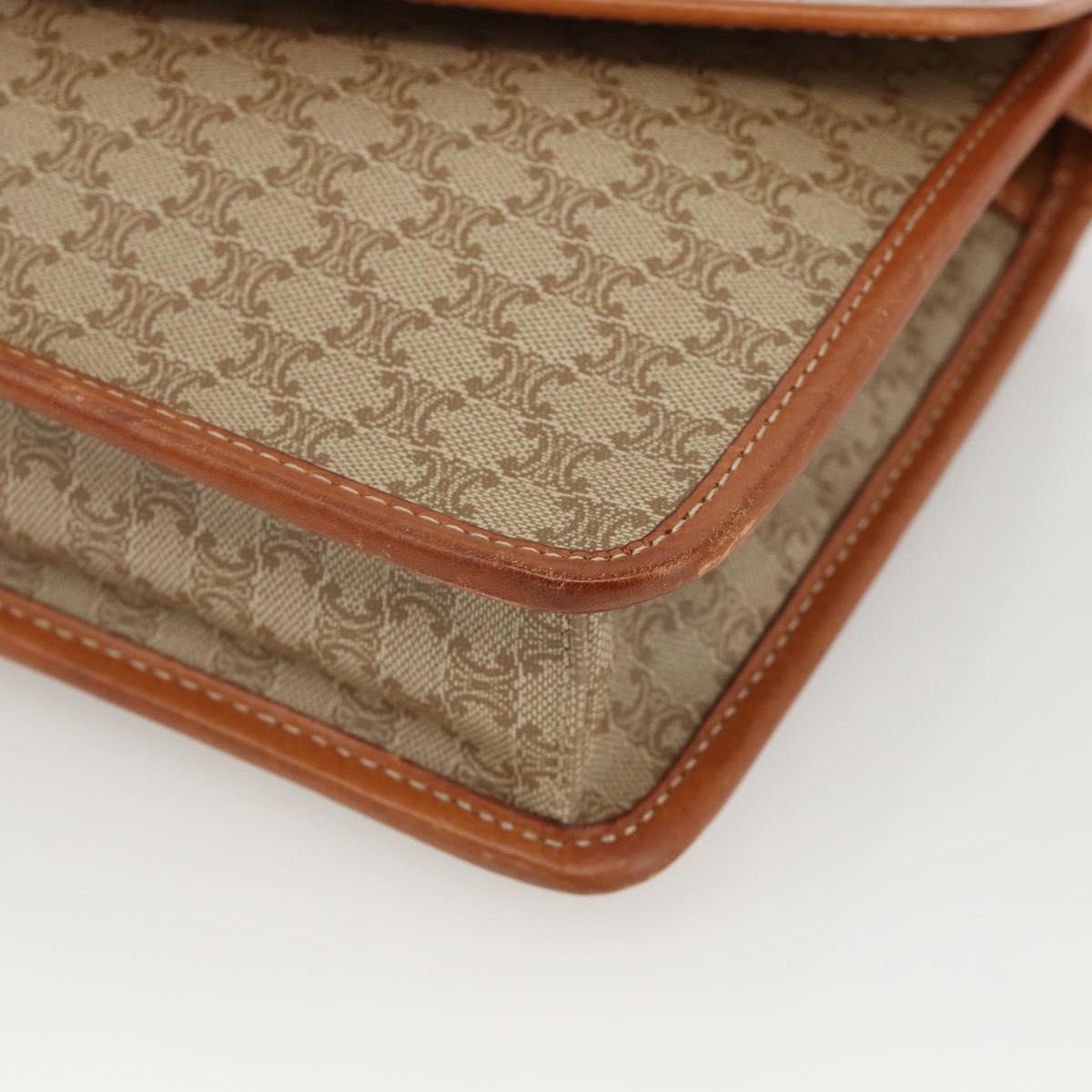 CELINE Macadam Canvas Shoulder Bag PVC Beige Gold Auth YKZ313A