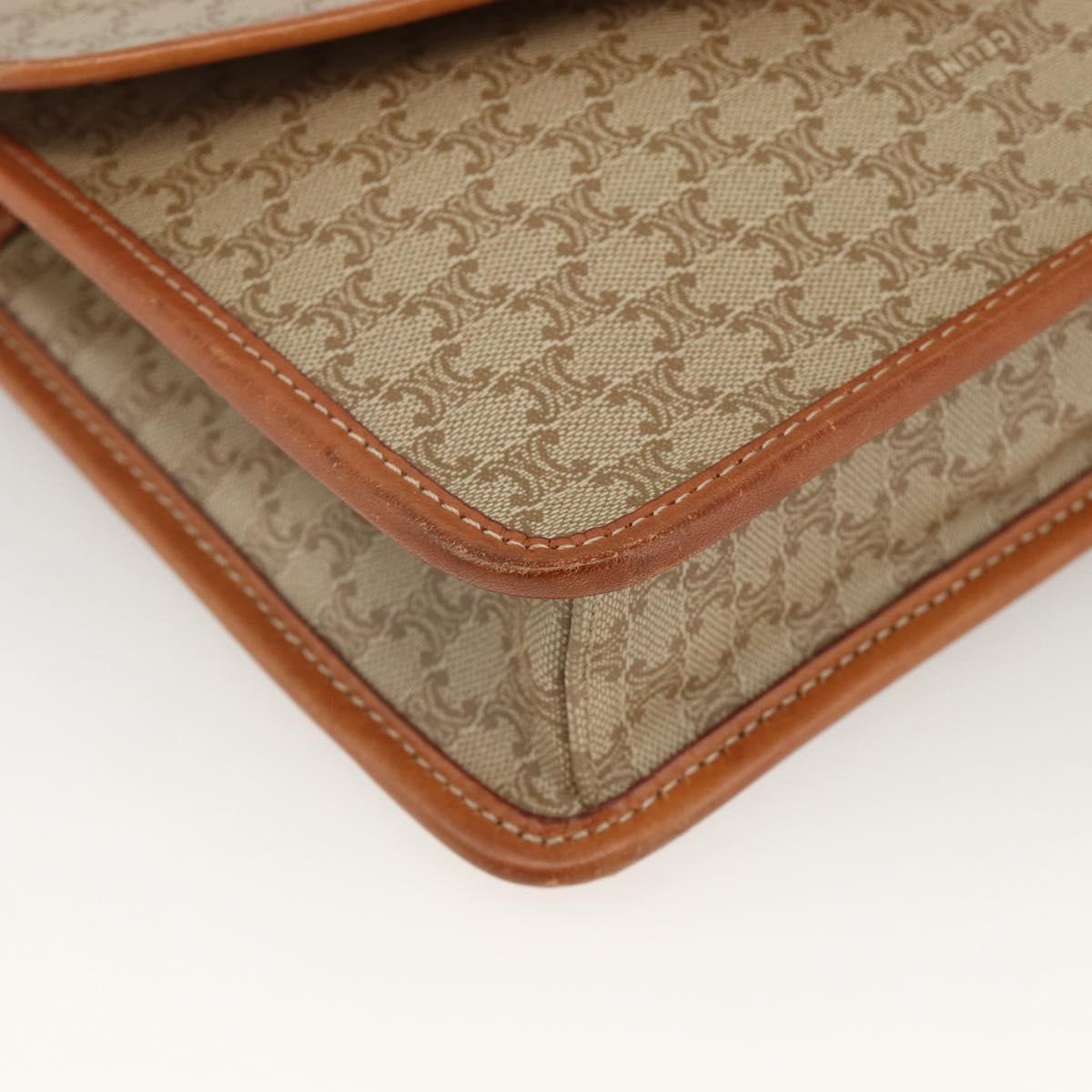 CELINE Macadam Canvas Shoulder Bag PVC Beige Gold Auth YKZ313A