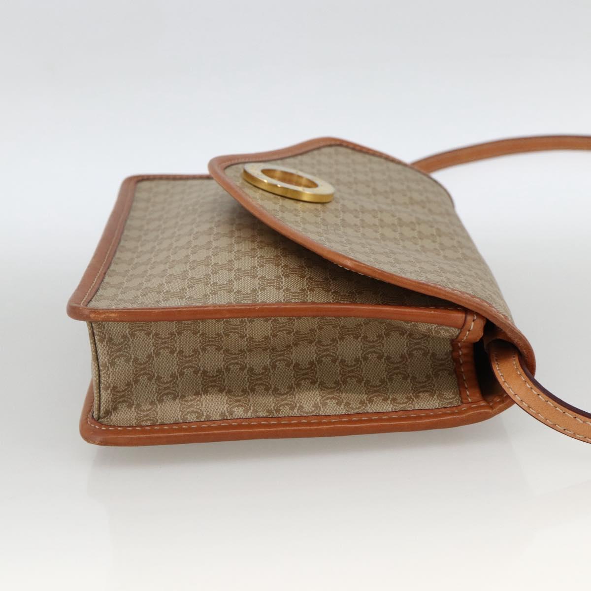 CELINE Macadam Canvas Shoulder Bag PVC Beige Gold Auth YKZ313A
