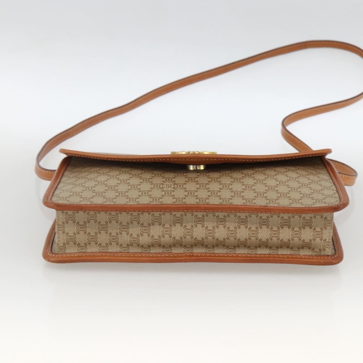 CELINE Macadam Canvas Shoulder Bag PVC Beige Gold Auth YKZ313A