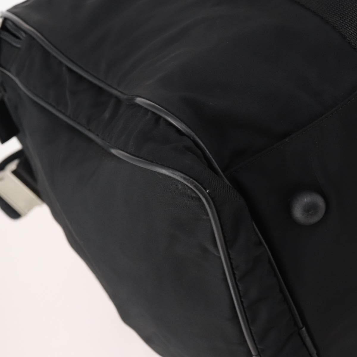 PRADA Boston Bag Nylon 2way Black Silver Auth YKZ331