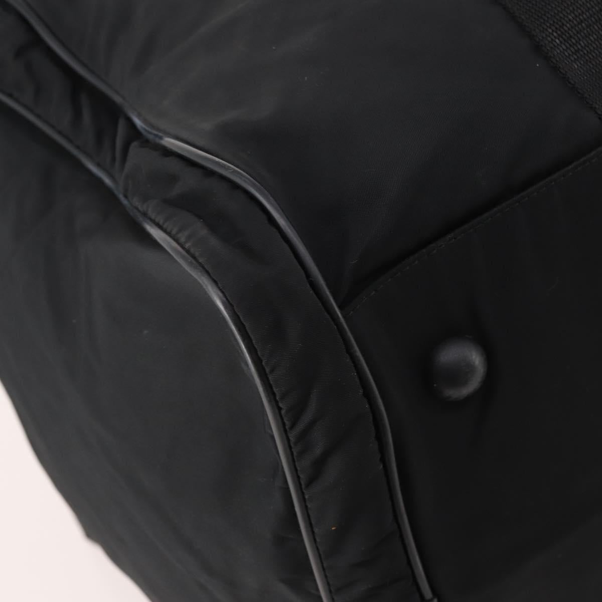 PRADA Boston Bag Nylon 2way Black Silver Auth YKZ331
