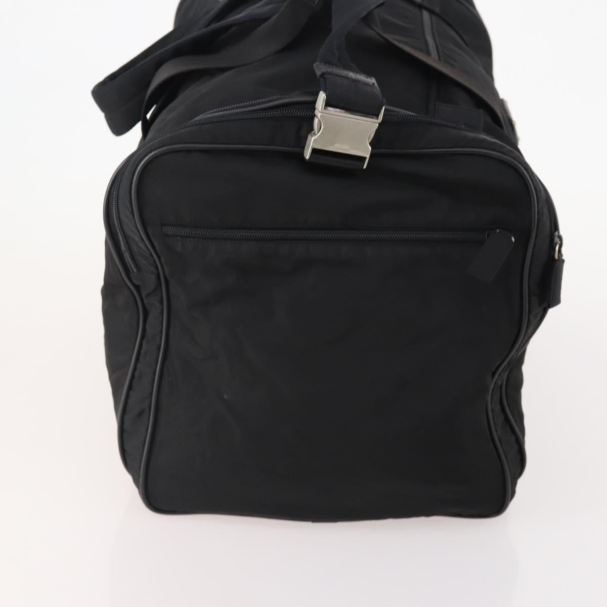 PRADA Boston Bag Nylon 2way Black Silver Auth YKZ331