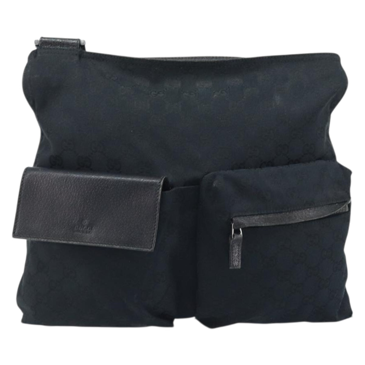 GUCCI GG Canvas Web Sherry Line Shoulder Bag Black Red Green 169937 Auth YKZ350