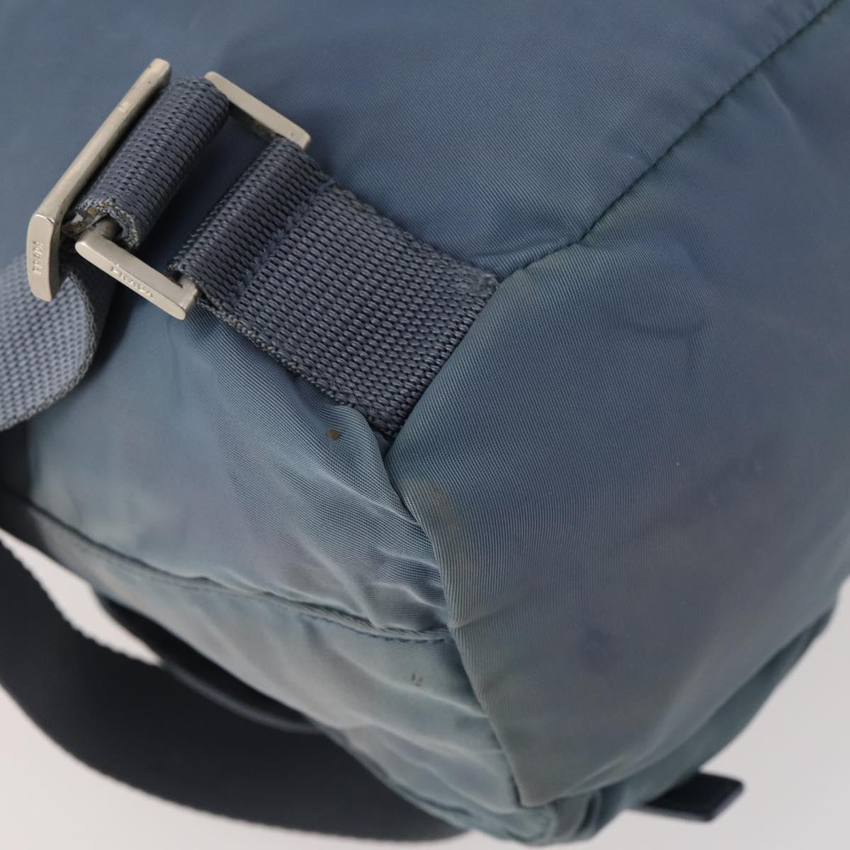 PRADA Backpack Nylon Blue Silver Auth YKZ354