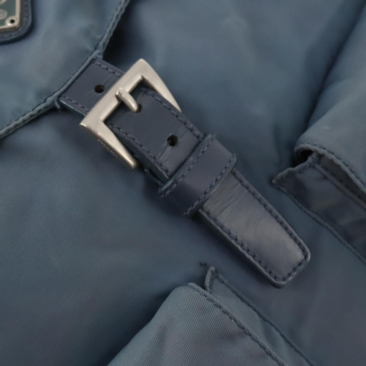 PRADA Backpack Nylon Blue Silver Auth YKZ354