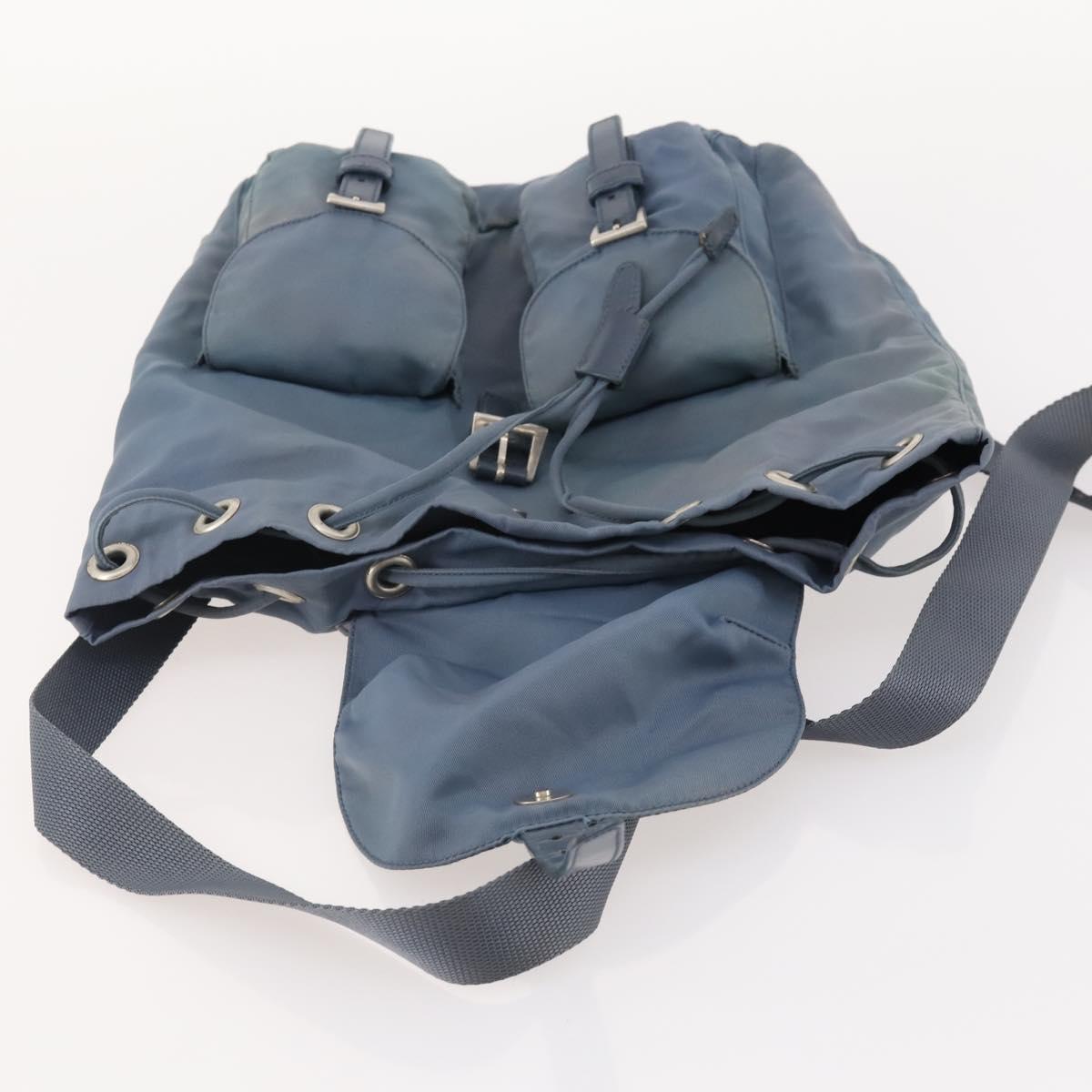 PRADA Backpack Nylon Blue Silver Auth YKZ354