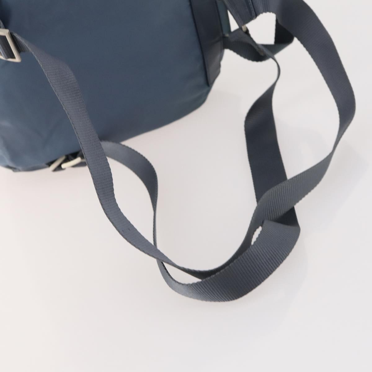 PRADA Backpack Nylon Blue Silver Auth YKZ354