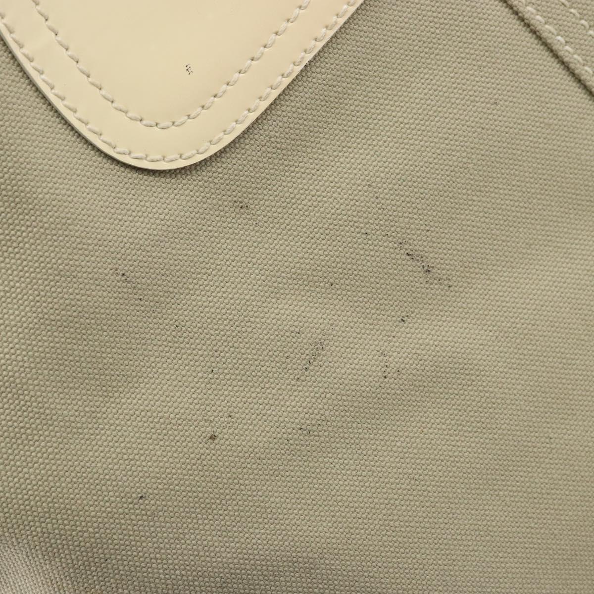 PRADA Hand Bag Canvas Beige Silver Auth YKZ359