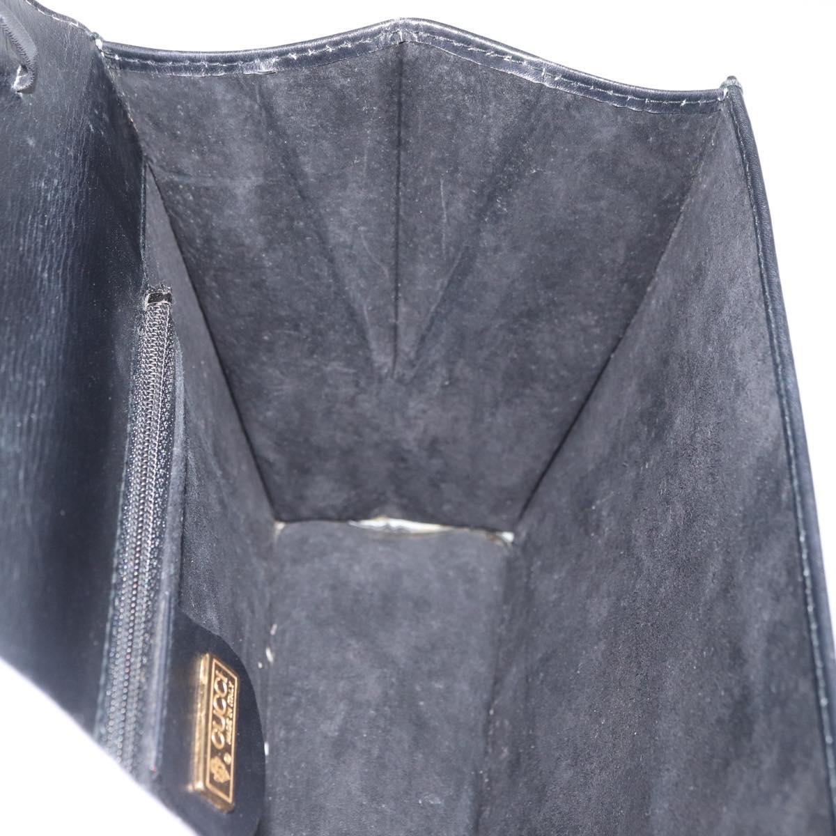 GUCCI Shoulder Bag Leather Black Gold 004 406 0105 Auth YKZ363