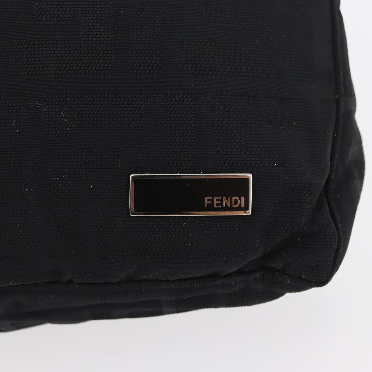 FENDI Zucca Canvas Pouch Black Silver Auth YKZ366