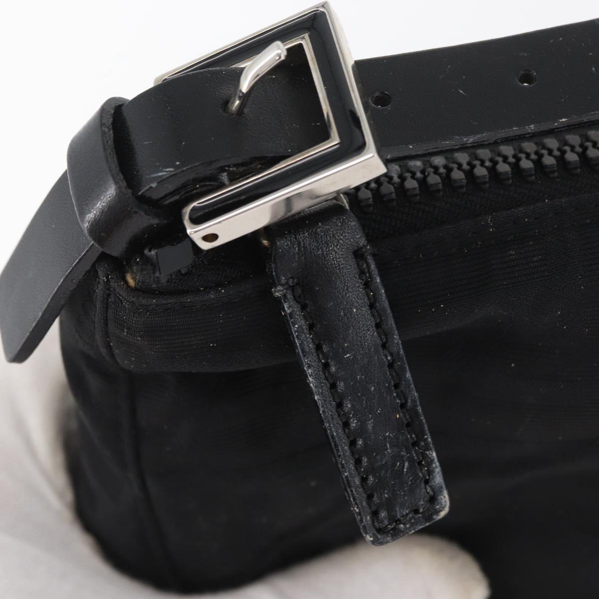 FENDI Zucca Canvas Pouch Black Silver Auth YKZ366