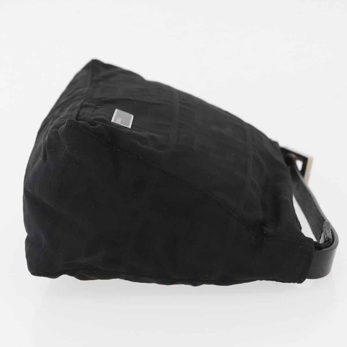 FENDI Zucca Canvas Pouch Black Silver Auth YKZ366
