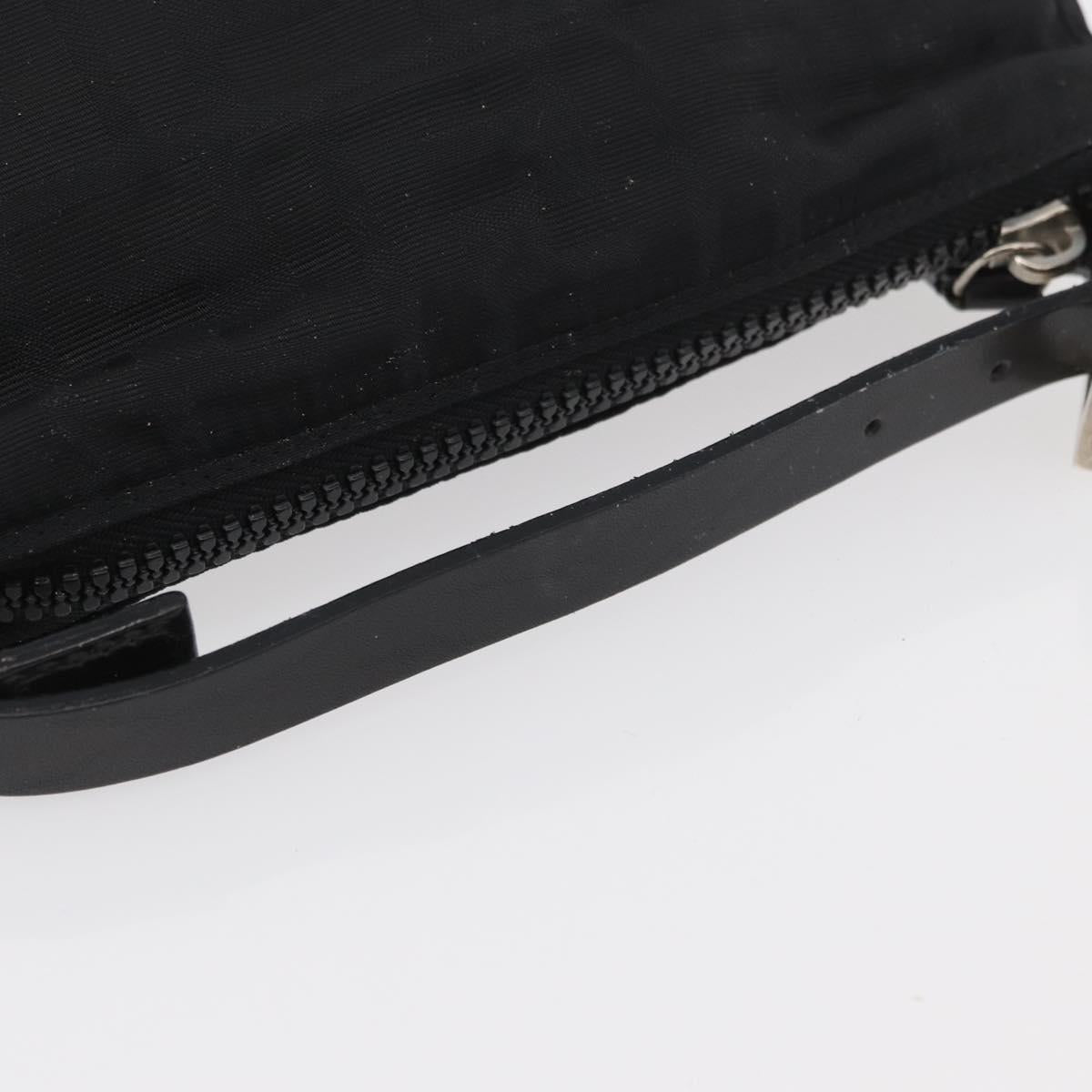 FENDI Zucca Canvas Pouch Black Silver Auth YKZ366