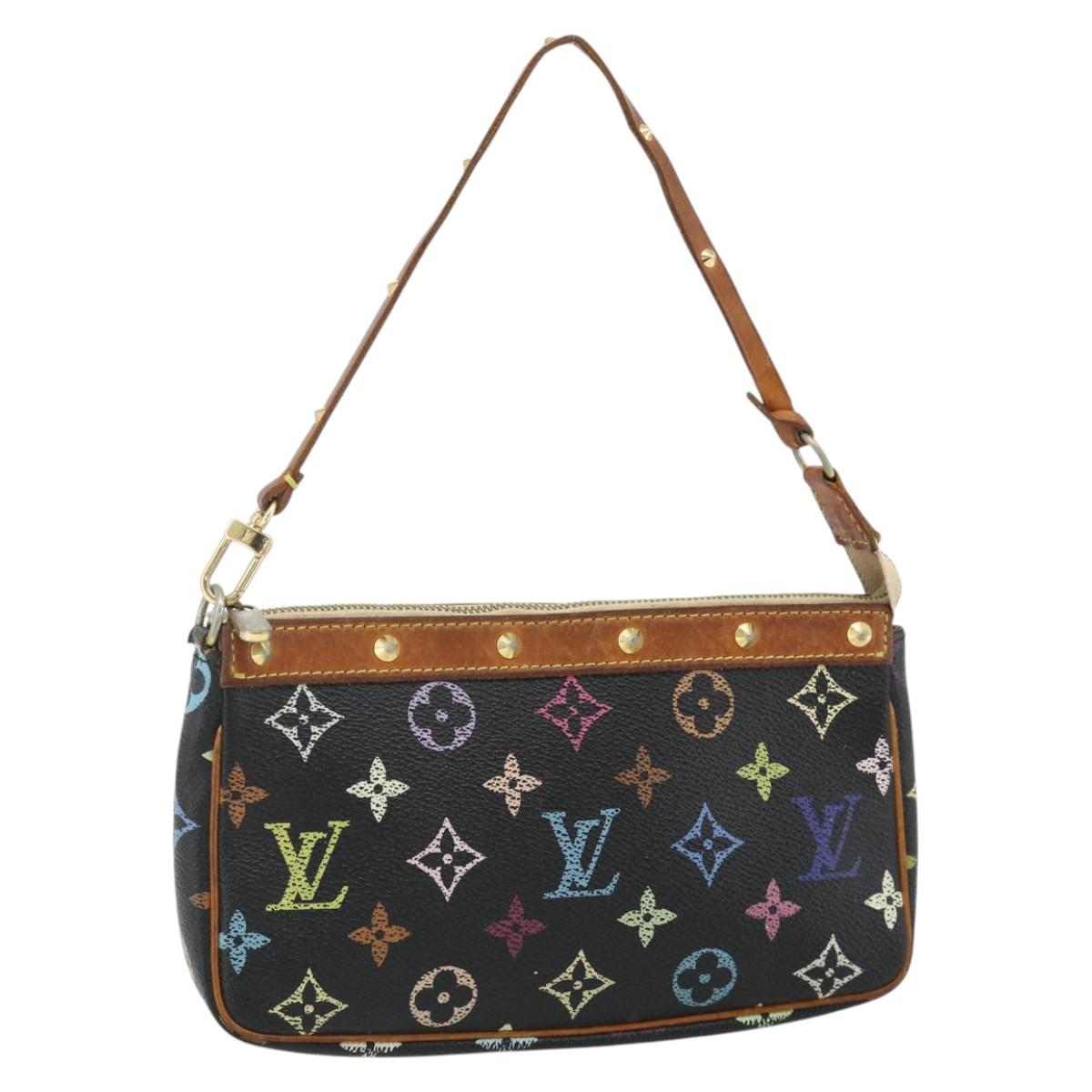 LOUIS VUITTON Monogram Multicolor Pochette Pouch Black M92648 LV Auth YKZ374