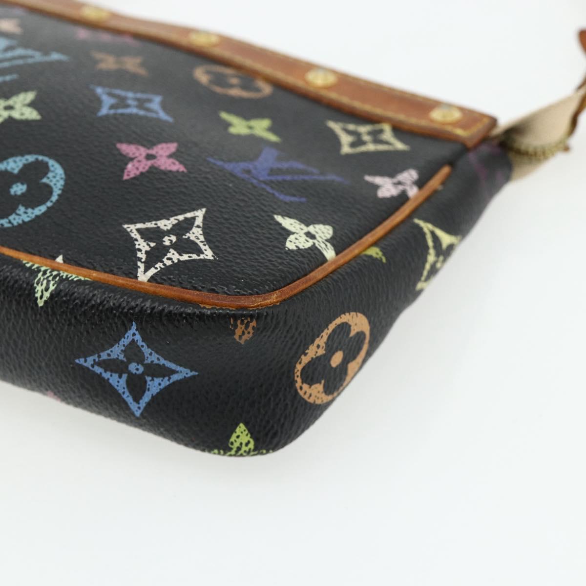 LOUIS VUITTON Monogram Multicolor Pochette Pouch Black M92648 LV Auth YKZ374
