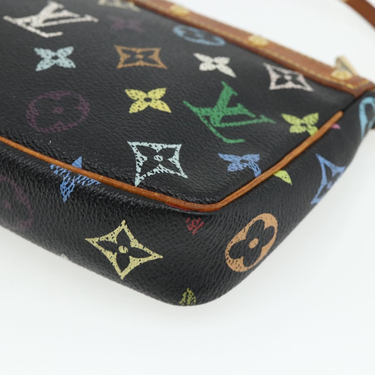 LOUIS VUITTON Monogram Multicolor Pochette Pouch Black M92648 LV Auth YKZ374
