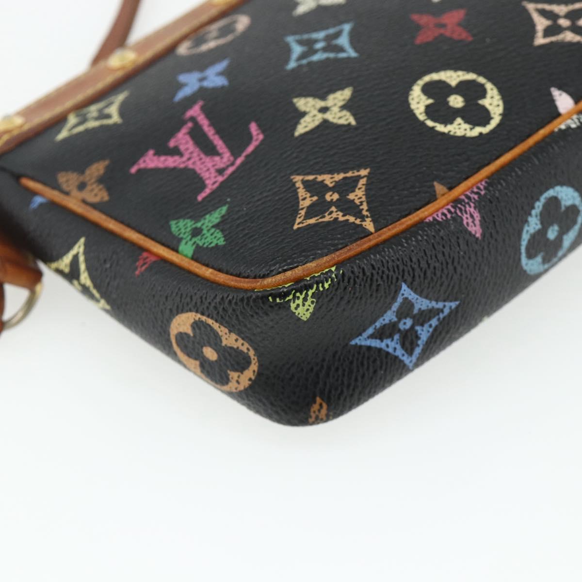 LOUIS VUITTON Monogram Multicolor Pochette Pouch Black M92648 LV Auth YKZ374