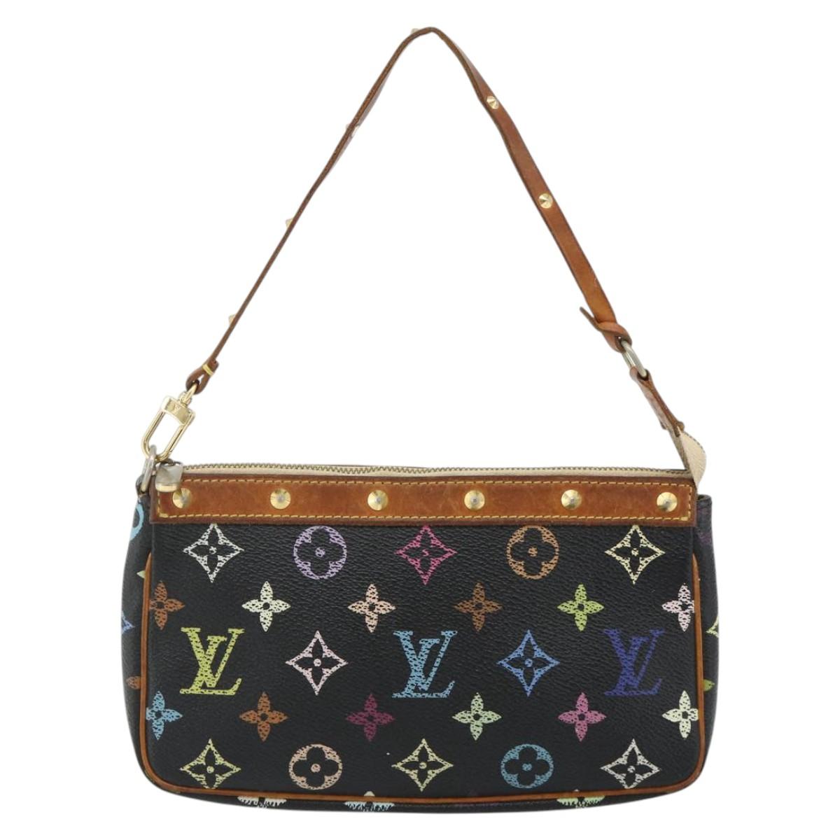 LOUIS VUITTON Monogram Multicolor Pochette Pouch Black M92648 LV Auth YKZ374