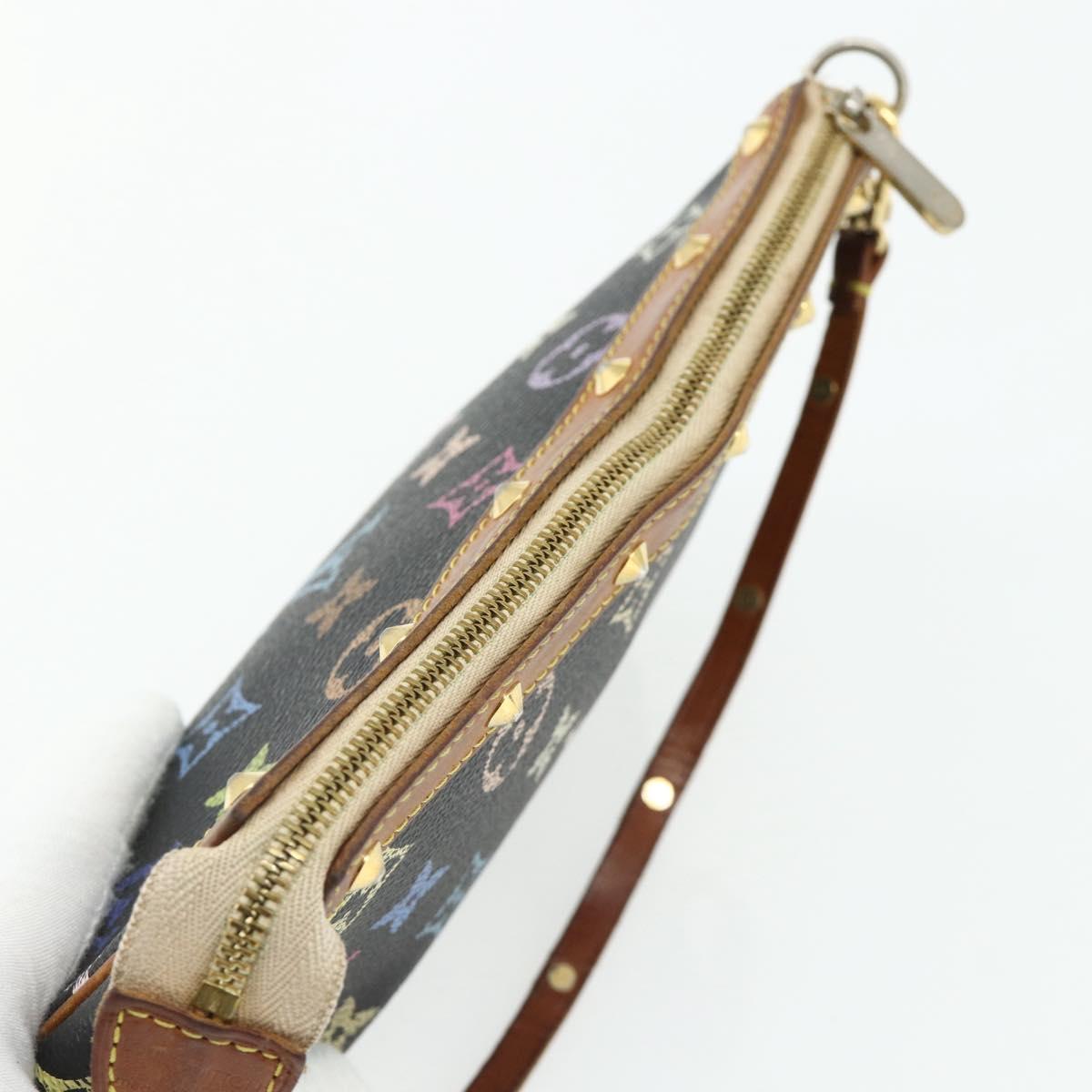 LOUIS VUITTON Monogram Multicolor Pochette Pouch Black M92648 LV Auth YKZ374