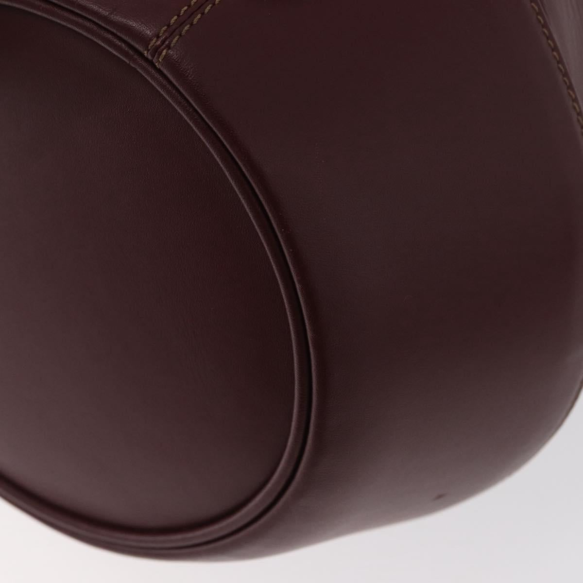 CARTIER Must Line Purse Shoulder Bag Leather Bordeaux Gold Auth YKZ388