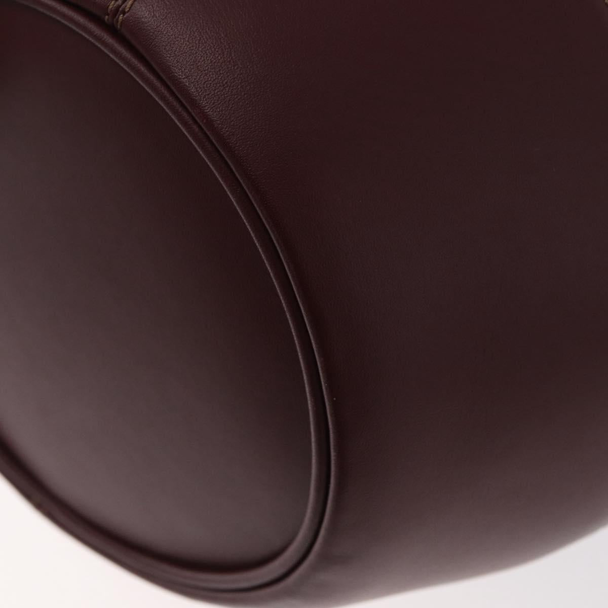 CARTIER Must Line Purse Shoulder Bag Leather Bordeaux Gold Auth YKZ388