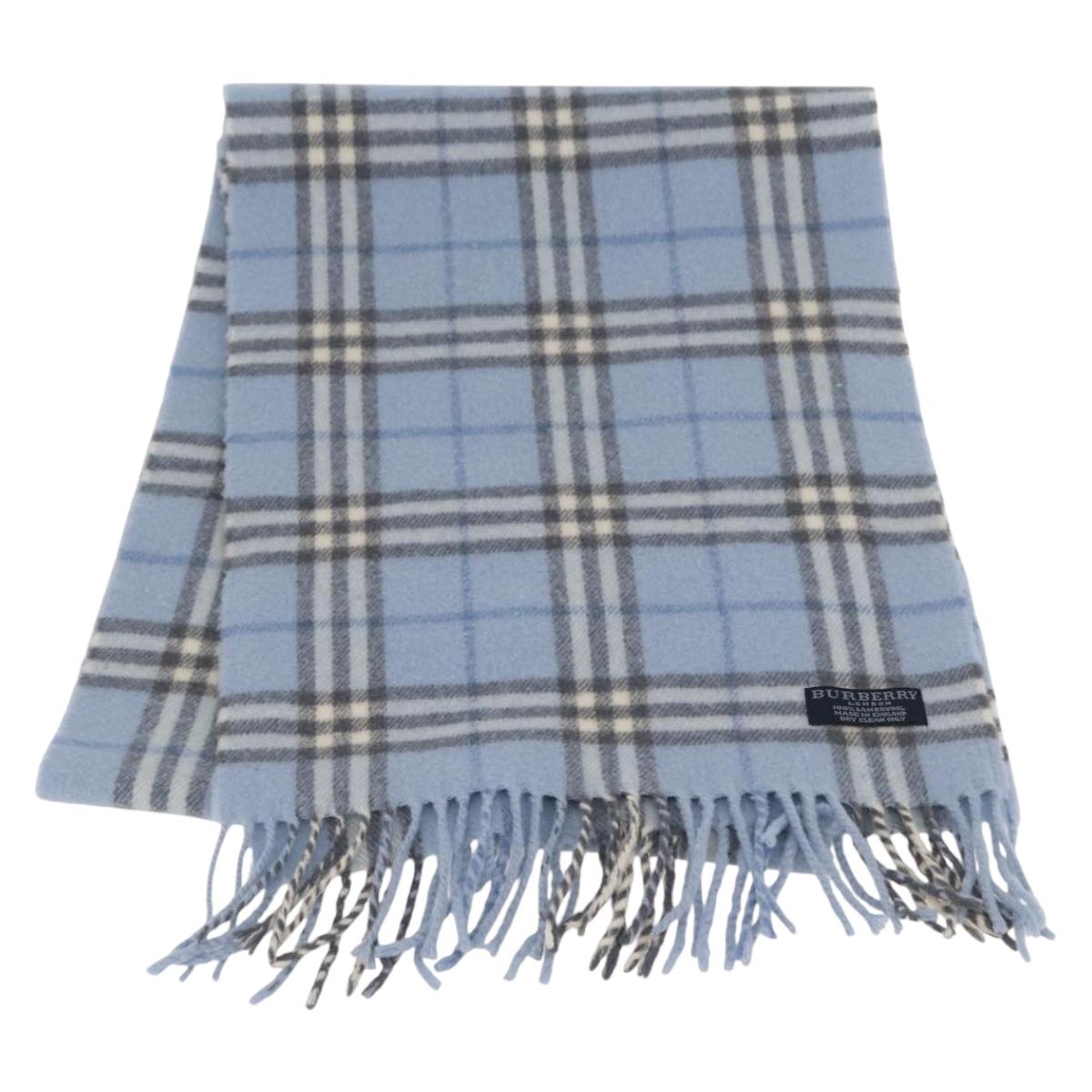 BURBERRY Nova Check Scarf Wool Light Blue Auth YKZ391