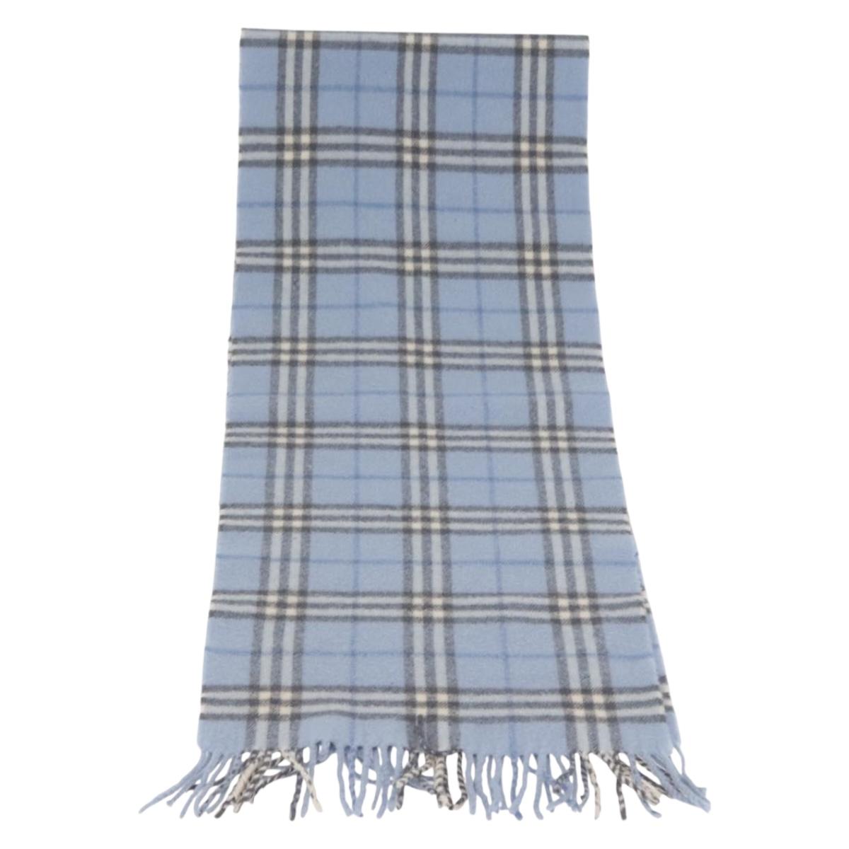 BURBERRY Nova Check Scarf Wool Light Blue Auth YKZ391