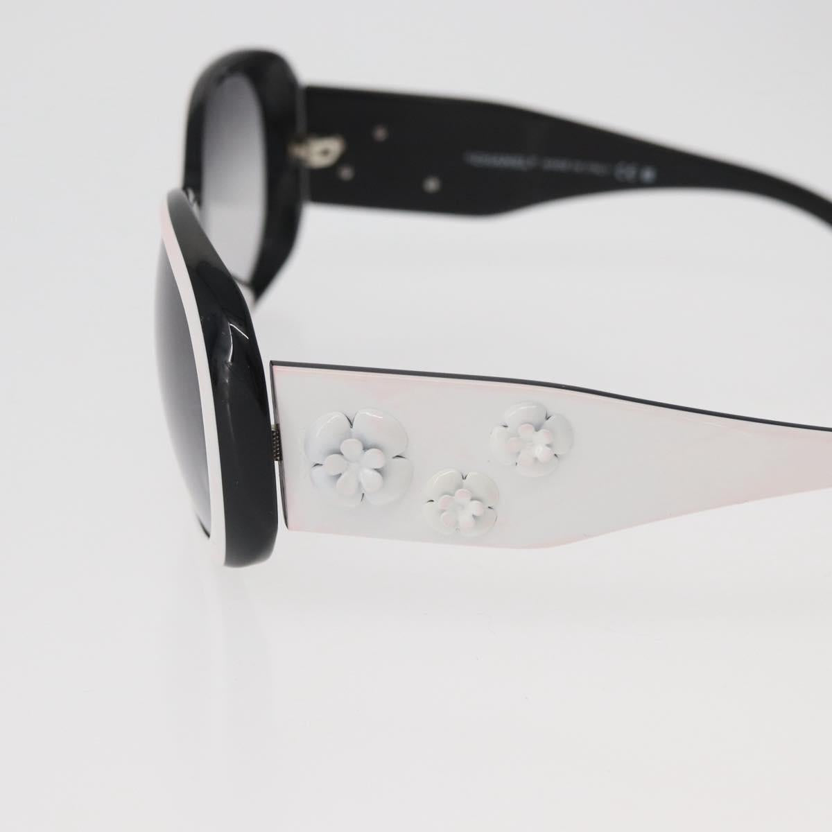 CHANEL Camelia Sunglasses plastic White Black 5113 CC Auth YKZ401
