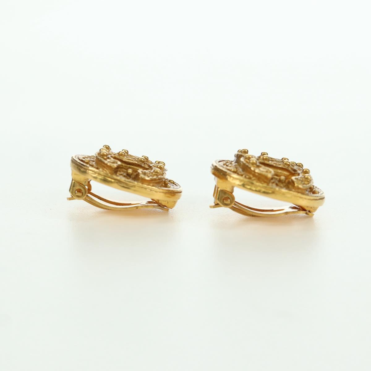CHANEL Earring metal Gold Tone CC Auth YKZ406M