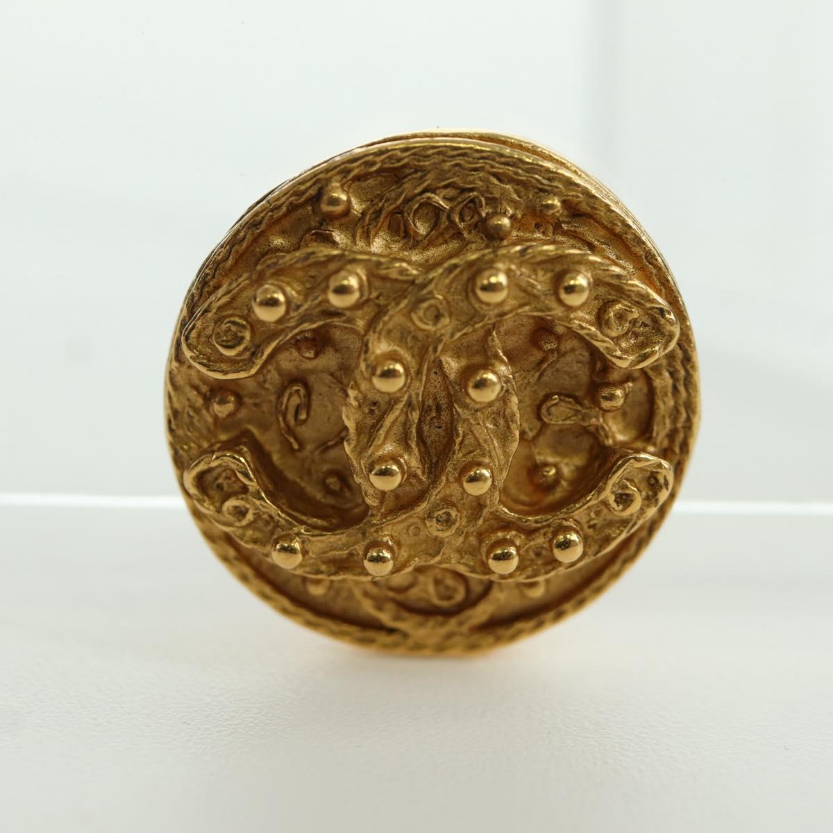 CHANEL Earring metal Gold Tone CC Auth YKZ406M