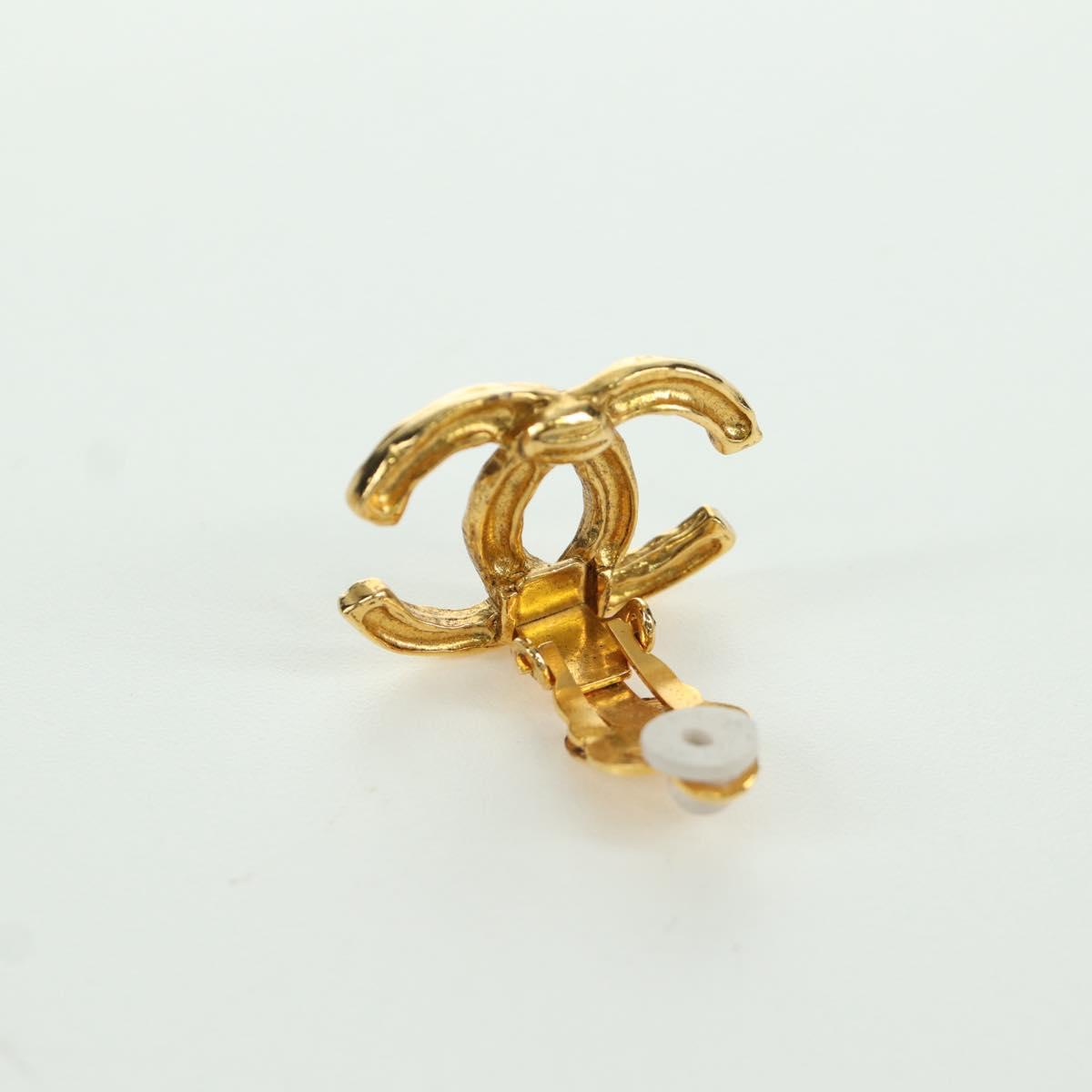 CHANEL Earring metal Gold Tone CC Auth YKZ407M